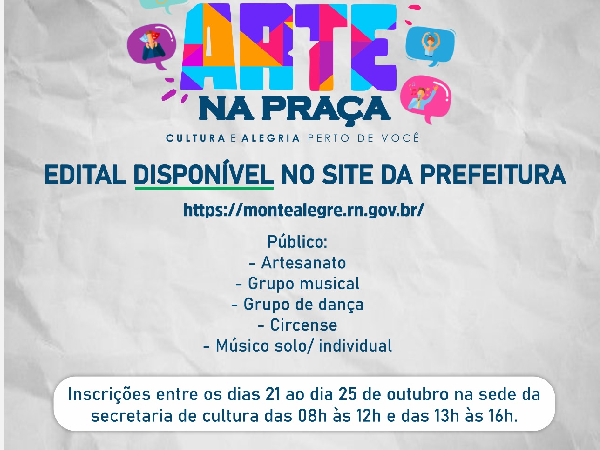 As inscrições para o Arte na Praça já estão abertas