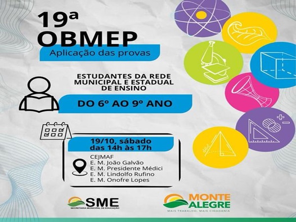 SME VAI REALIZAR APLICAÇÃO DAS PROVAS DA  19ª OBMEP